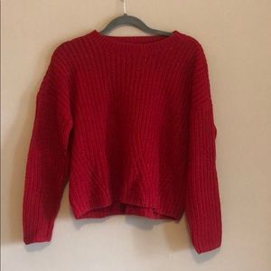 ASOS semi-cropped deep red sweater
